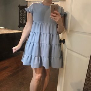 Grey tiered ruffle mini dress